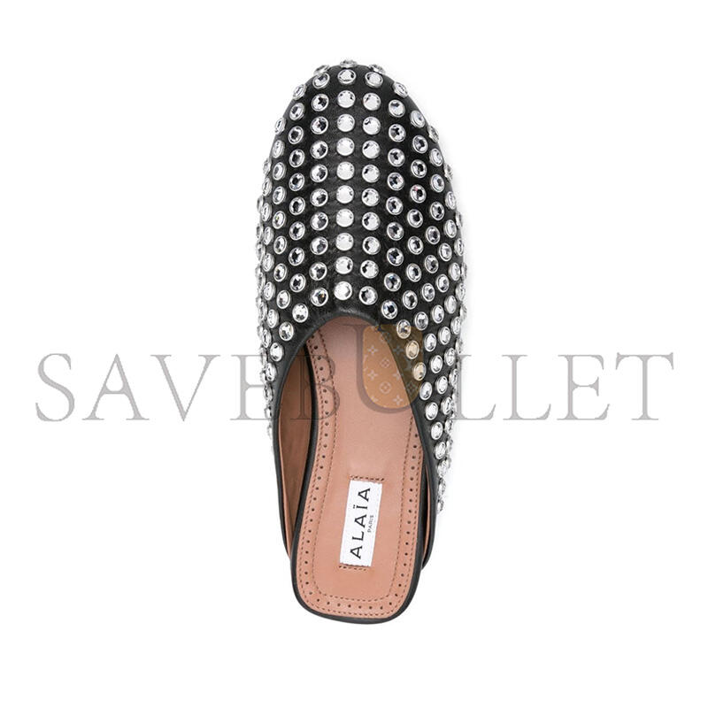 ALAÏA CRYSTAL-EMBELLISHED LEATHER MULES 
